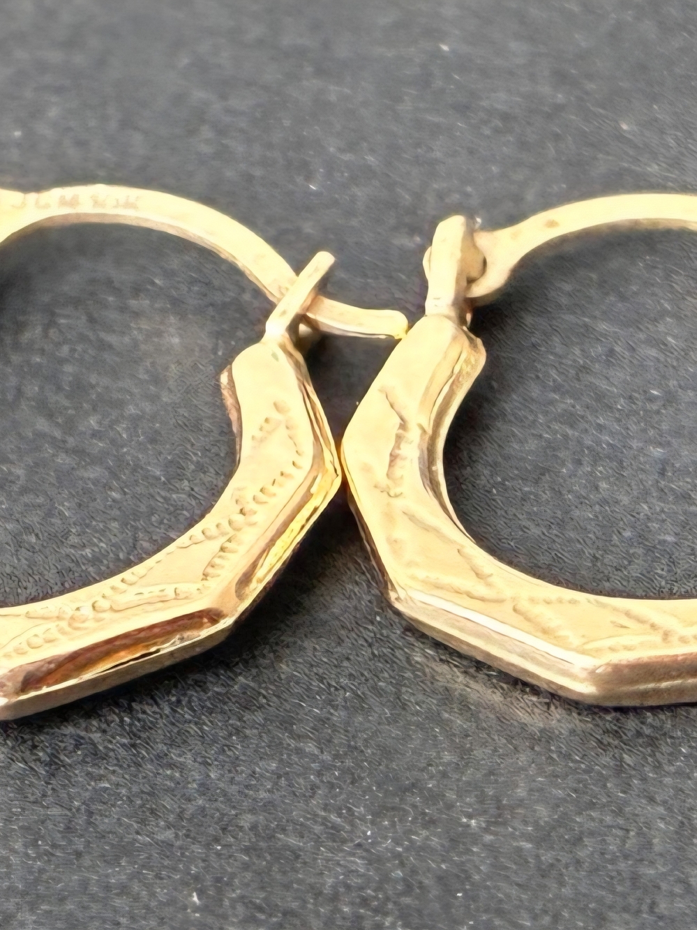 10K Gold Engraved Hoop Earrings - Women's Jewelry